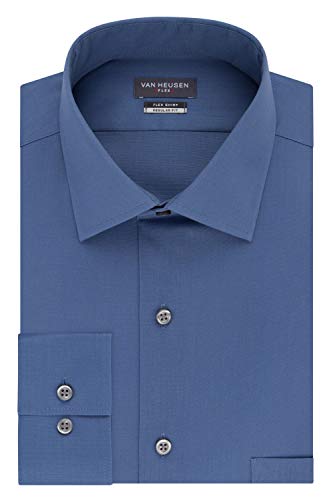 Van Heusen mens Regular Fit Flex Collar Stretch Solid Dress Shirt, Dusty Blue, 18 Neck 34 -35 Sleeve XX-Large US