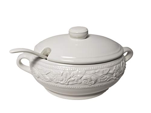 Regent Dolomite Soup Tureen with Ladle, White