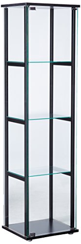 4-Shelf Glass Curio Cabinet Black and Clear