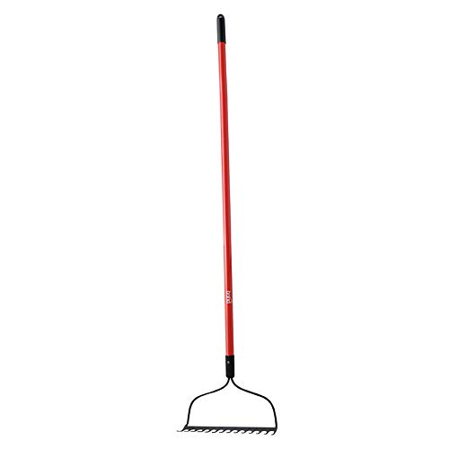 Bond Manufacturing LH006 Long-Handle Fiberglass 14-Tine Bow Rake, Red