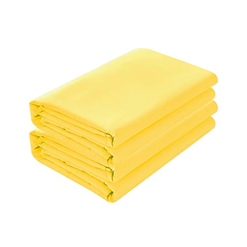 Basic Choice 2-Pack Flat Sheets, Breathable 2000 Series Bed Top Sheet, Wrinkle, Fade Resistant - Queen, Yellow