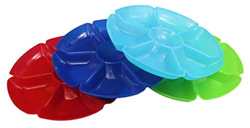 4 Black Duck Chip N Dip Hard Plastic 12-Inch Round 7-Section Serving Trays! Assorted Colors