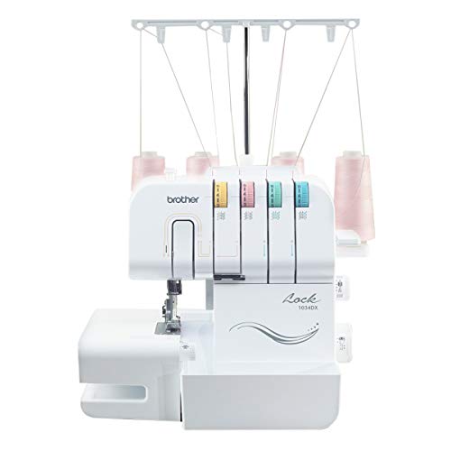 Brother Serger, 1034DX, Durable Metal Frame Overlock Machine 1,300 Stitches Per Minute, Trim Trap, 3 Accessory Feet and Protective Cover Included