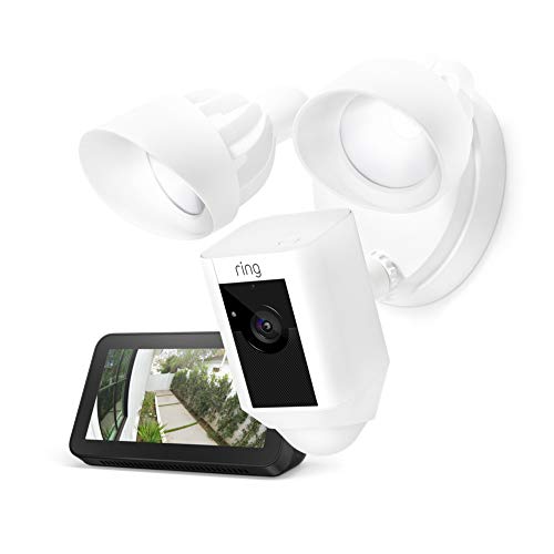 Ring Floodlight Camera (White) with Echo Show 5 (Charcoal)