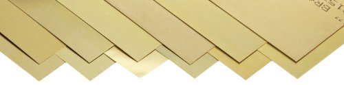 260 Brass Sheet, Unpolished (Mill) Finish, Half Hard Temper, 0.001-0.015' Thickness, 6' Width, 12' Length (Pack of 12)