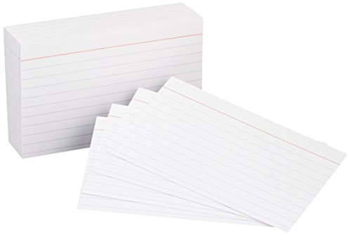 AmazonBasics Heavy Weight Ruled Lined Index Cards, White, 3x5 Inch Card, 100-Count - AMZ63500