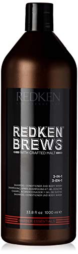 Redken Brews 3-in-1 Shampoo For Men, Shampoo, Conditioner And Body Wash, 33.8 Ounce