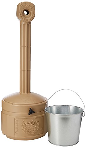 Justrite 26806B Personal Smokers Cease Fire Polyethylene Cigarette Butt Receptacle, 1 Gallon Capacity, 11' OD x 30' Height, Adobe Beige