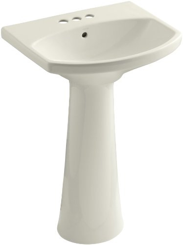 KOHLER K-2362-4-96 Cimarron Pedestal Bathroom Sink with 4' Centers, Biscuit