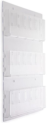 Displays2go Clear Acrylic Hanging Magazine Rack with Adjustable Pockets, 29 x 35 Inches (RP9CLR)