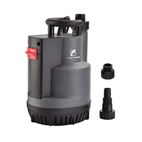 FLUENTPOWER 1/2 HP Submersible Pump, 2200 GPH Portable Electric Water Removal Pump with Switchable Auto/Manual Modes for Water Transfer, with 3/4' Garden Hose Adapter and NPT 1' Hose Connection