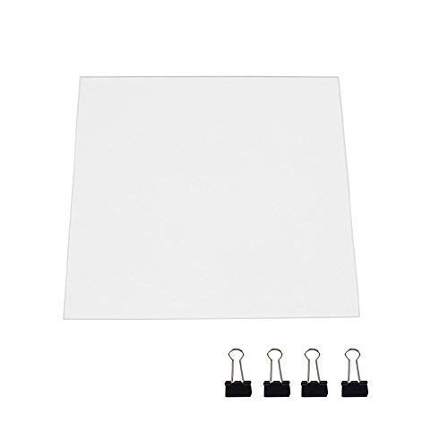 3D Printer Glass Bed Upgraded Borosilicate Glass Build Plate for Creality CR-10 CR-10S Flat Printing Surface Tempered Glass Replacement Upgraded 3D Printer Platform 310x310x3mm with 4 Glass Clips