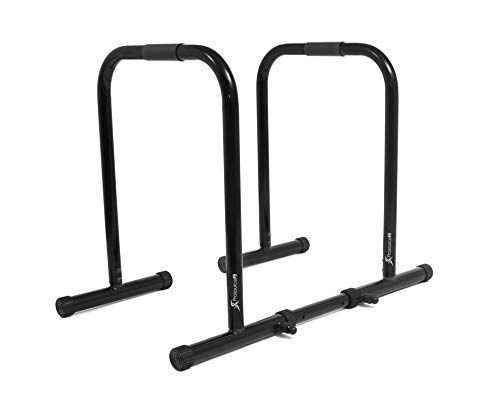 ProsourceFit Dip Stand Station, Ultimate Heavy Duty Body Bar Press with Safety Connector for Tricep Dips, Pull-Ups, Push-Ups, L-Sits,