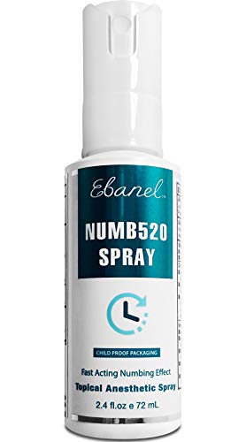 Ebanel 5% Lidocaine Spray Maximum Strength, 2.4 Fl Oz Numbing Spray Enhanced with 0.25% Phenylephrine, Topical Anesthetic Pain Relief Spray with Arginine, Allantoin, Secured with Child Resistant Cap