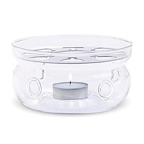 Teabloom Teapot Warmer (Standard Size - 5 in / 12 cm diameter) - Handcrafted with Heat Proof Borosilicate Clear Glass - Tea Light Candle Included