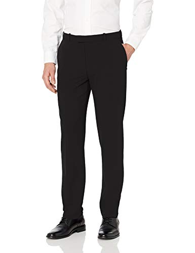 Van Heusen Men's Flex Straight Fit Flat Front Pant, Black, 30W x 32L