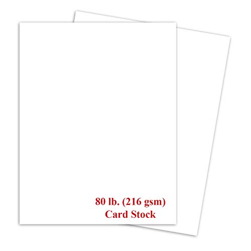 White Thick Paper Cardstock - for Brochure, Invitations, Stationary Printing | 80 lb Card Stock | 8.5 x 11 inch | Heavy Weight Cover Stock (216 gsm) 98 Brightness | 8 1/2 x 11 | 50 Sheets Per Pack