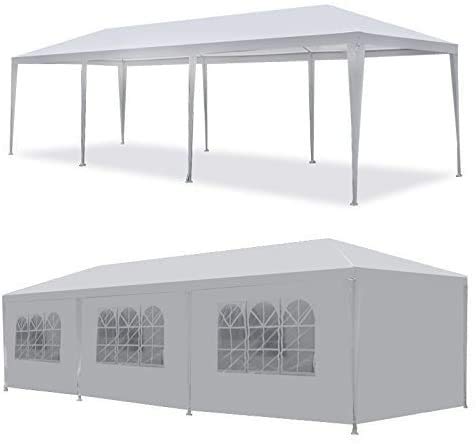 LEMY 10 X 30 Outdoor Wedding Party Tent Camping Shelter Gazebo Canopy with Removable Sidewalls Easy Setup Gazebo BBQ Pavilion Canopy Cater Events 3x9