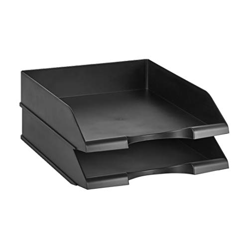 AmazonBasics Stackable Office Letter Organizer Desk Tray - Pack of 2, Black