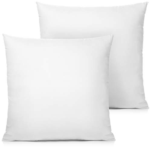 Yowzer 15x15 Inch Pillow Insert Pillow Forms Pack of 2 for Throw Pillow Covers - Hypoallergenic Poly Cotton Plush Throw Pillow Forms Decorative Throw Pillows or Sham Cover Stuffer Square White