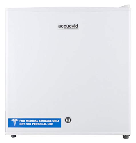 Summit AccuCold FS24L 19' Upright Freezer with 1.4 cu. ft. Capacity, Factory Installed Lock, Manual Defrost, Removable Shelf Removable Shelf and Adjustable Thermostat, in White