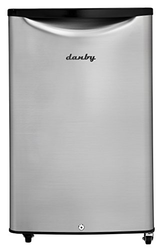 Danby DAR044A6BSLDBO 4.4 Cu.Ft Mini Stainless Look-All Fridge for Outdoor Rated for Patio, Cabana, Pool Bar, Spotless Steel