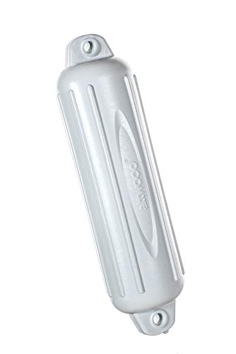 Attwood 9356D1 Softside Oval Boat Fender with Thick-Wall Reinforced Eye Ends, White Finish