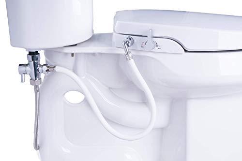 GenieBidet [ROUND] Seat-Self Cleaning Dual Nozzles. Rear & Feminine Cleaning - No wiring required. Simple 20-45 minute installation or less. Hybrid T with ON/OFF Included!