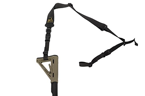 S2Delta - USA Made 2 Point Rifle Sling, Quick Adjustment, Modular Attachment Connections, Comfortable 2' Wide Shoulder Strap to 1' Attachment Ends (Black Sling, Pigtail Connector)