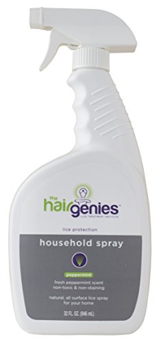 Hair Genies Household Lice Prevention Spray | Peppermint Scented | Kills and Repels Lice On All Surfaces, Fabrics, Cars and More | Safe and All-Natural for Daily Use | 32 Ounces (1 Bottle)