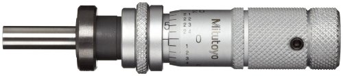 Mitutoyo 148-502 Micrometer Head, Zero-Adjustable Thimble, 0-0.5' Range, 0.001' Graduation, +/-0.0001' Accuracy, Plain Thimble, Clamp Nut, Flat Face, Spindle Lock