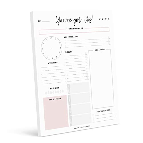Bliss Collections Daily Planner with 50 Undated 8.5 x 11 Tear-Off Sheets - You've Got This Calendar, Organizer, Scheduler, Productivity Tracker for Organizing Goals, Tasks, Ideas, Notes, To Do Lists