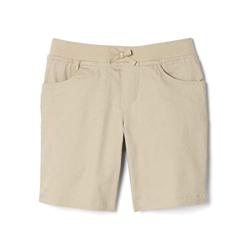 French Toast Girls' Big Stretch Pull-On Tie Front Short, Khaki, 14