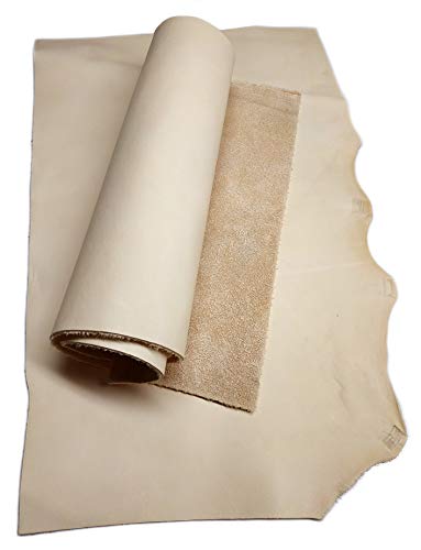 Upon Leather - Veg Tan Leather Pieces 3-4 Sq Feet - 1 LB large pieces and medium scraps | Medium weight 1.5-2.0 mm thick | Full Grain for Crafts & Workshop | Easy to tool carve paint dye stamp or mold