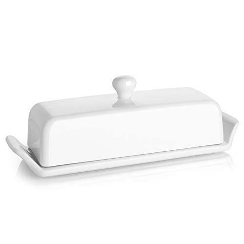 Butter Dish with Lid, Butter Dishes with Covers - Suitable For Eastern/West Coast Butter - TBSP Markings On Butter Keeper, White - Better Butter & Beyond