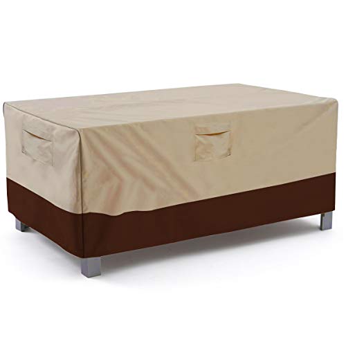 Vailge Veranda Rectangular/Oval Patio Table Cover, Heavy Duty and Waterproof Outdoor Lawn Patio Furniture Covers, X-Large Beige & Brown