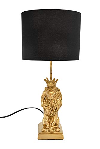 Creative Co-op Lion Shaped Black Shade Table Lamps, Gold