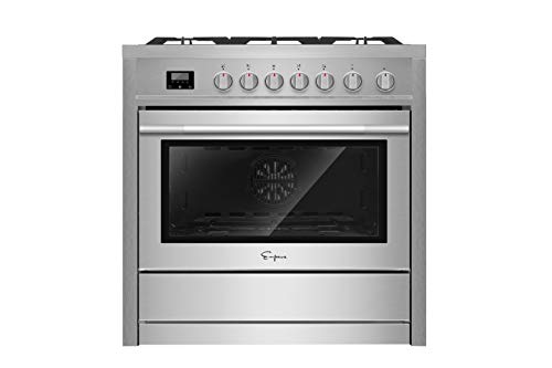 Empava 36' Slide-In Freestanding Single Oven Ga with 5 Sealed Burner Cooktop in Stainless Steel, 36 Inch