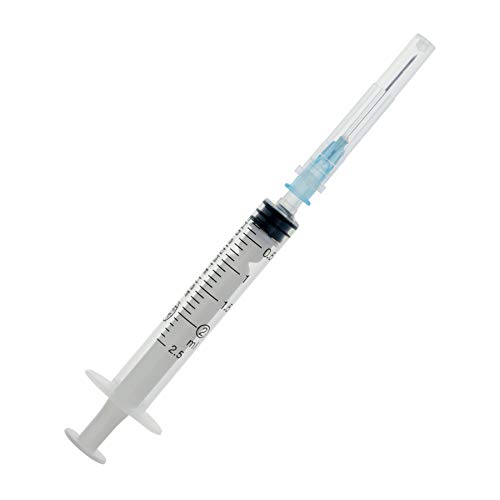 2.5ml/cc Disposable Sterile Syringe with 23Ga Needle, Single Aseptic and Separate Packaging (20Pack)