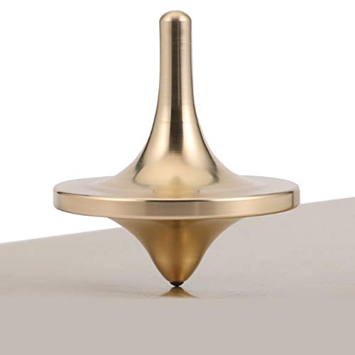 CHEETOP Precision Brass Spinning Top,Elegant Stable Metal Desktop Toy Gyro,Relaxation Toy,Hardest Silicon Nitride Is Inlaid At The Bottom,Quiet Noiseless (Small Size Gold-Diameter 24mm)