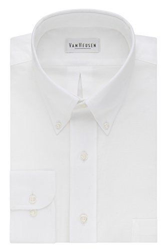 Van Heusen Men's Long-Sleeve Oxford Dress Shirt, White, 19' Neck 36'-37' Sleeve