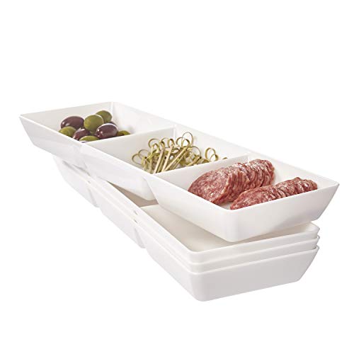 Avant 3-Compartment Plastic Appetizer Serving Tray | set of 4 White