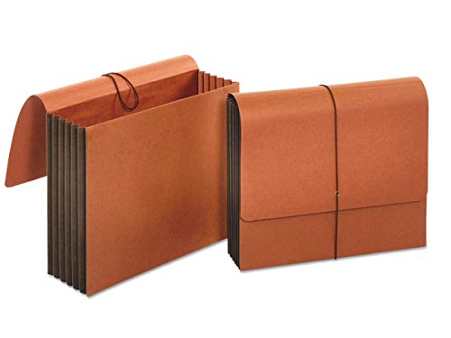 1InTheOffice Expanding File Wallet with Flap and Cord Closure, 5-1/4' Expansion, Letterl Size, Redrope, 2 Pack