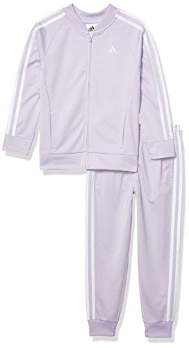 adidas Girls' Little Tricot Jacket & Jogger Active Clothing Set, Purple Tint, 6X