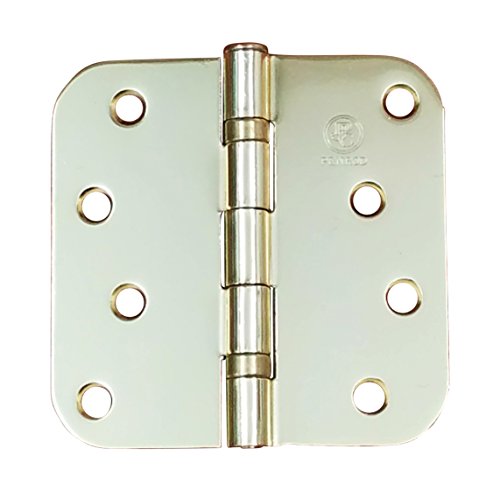 Penrod Door Hinges, Bright Brass, Ball Bearing 4 Inch with 5/8 Inch Radius, 3 Pack