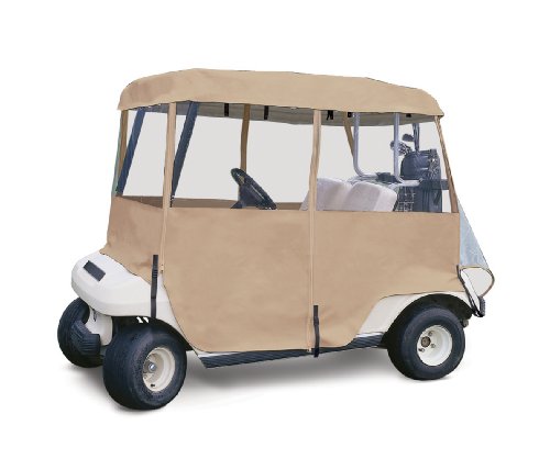 Classic Accessories Fairway Deluxe 4-Sided 2-Person Golf Cart Enclosure, Tan