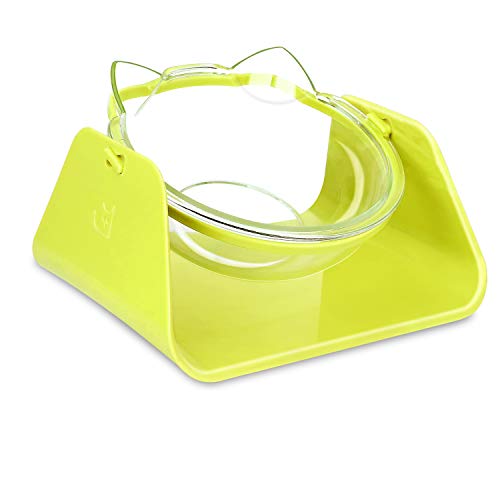 DHAWS Raised Cat Bowl, 15 Degrees Tilted Adjustable Anti-Overturn Pet Feeder for Small Cat and Dogs