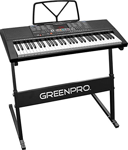 GreenPro 61 Key Portable Electronic Keyboard LED Display with Adjustable Stand and Music Notes Holder.