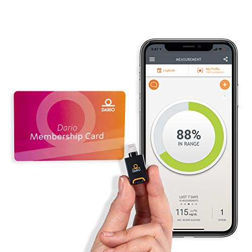 Dario Value Pack Kit: Blood Glucose Monitoring Set. Test Your Blood Sugar on Your iPhone Smartphone. Estimate A1c. Kit for Diabetes Includes: Glucose Meter, 50 Test Strips, Lancing Device, 10 Lancets