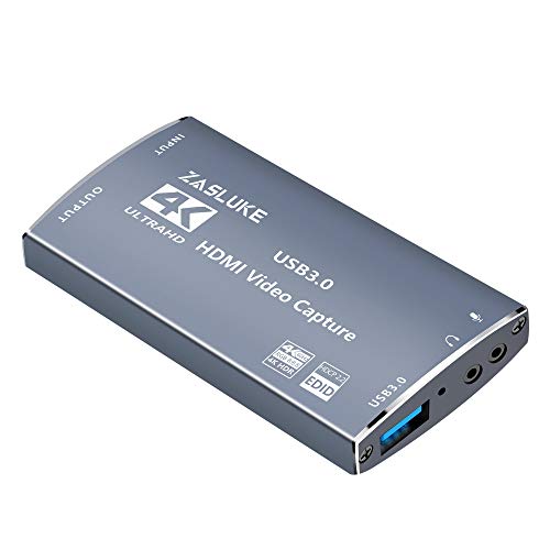 ZasLuke 4K HDMI Game Capture Card, USB 3.0 HDMI Video Capture Record in 4K 30FPS or 1080P 60FPS, for Playstation 4, Switch, Xbox One & Xbox 360 and More